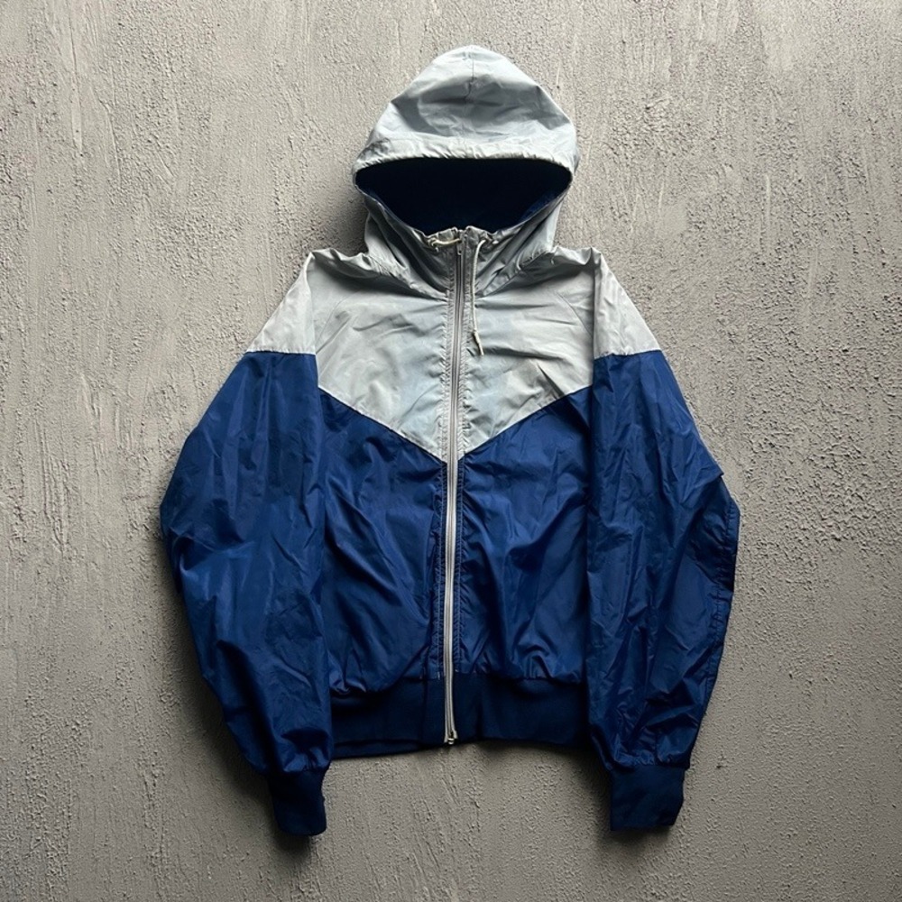 Vintage Nike Windbreaker Medium Blue 1980s Hooded USA